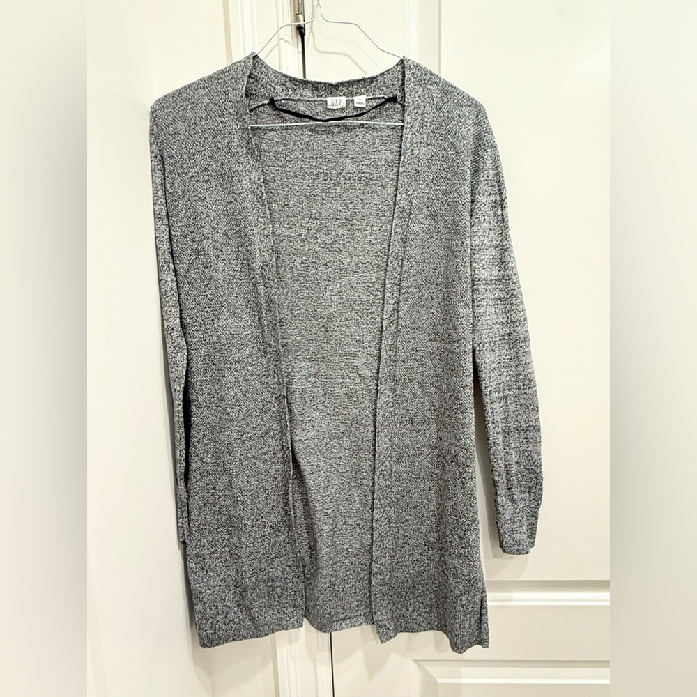 GAP Heather Gray Black Open Cardigan